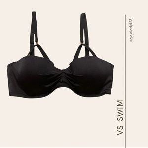 BLACK VICTORIAS SECRET SWIM TOP WITH GOLD ACCENTS SIZE 34C